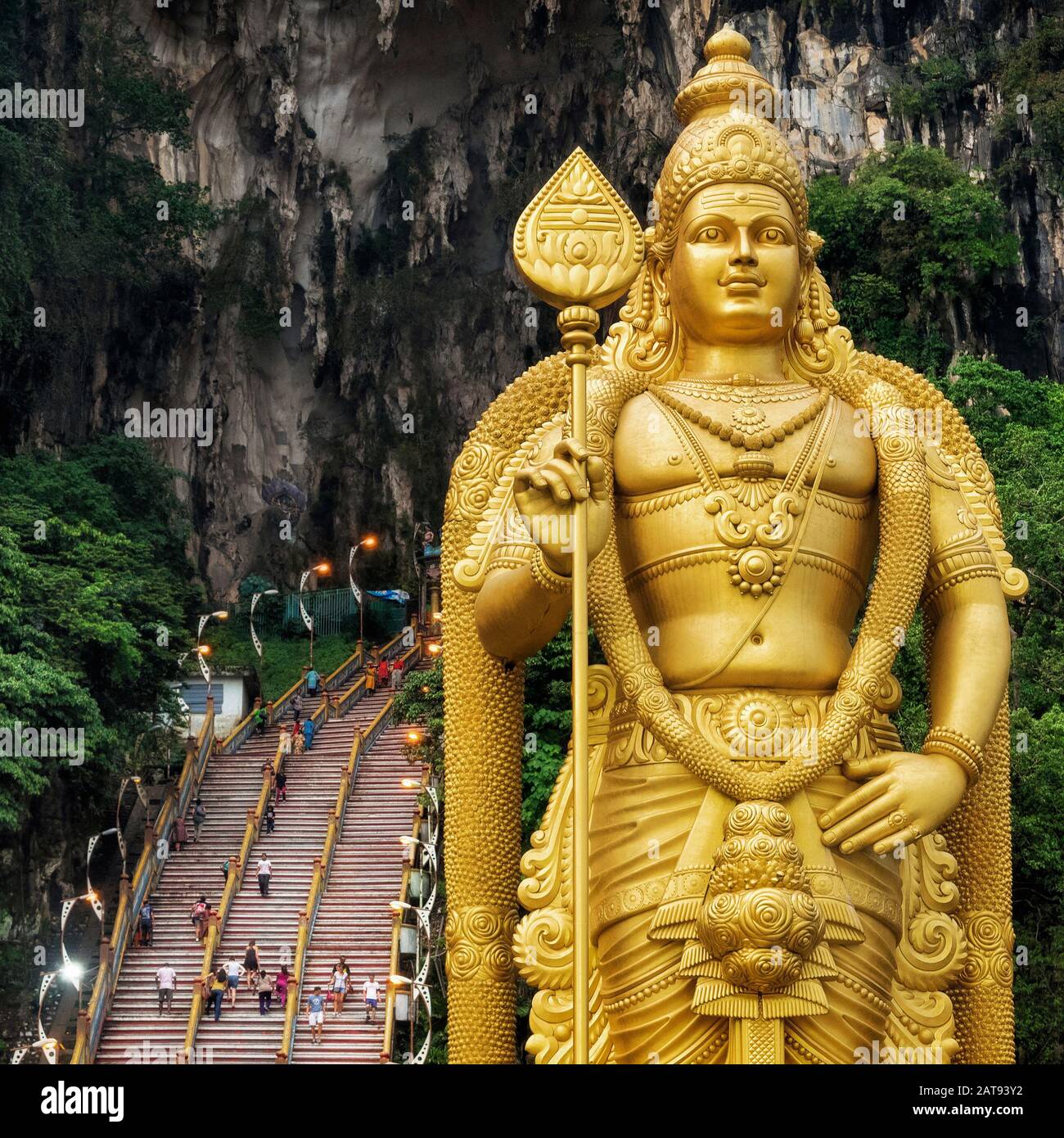 Statue des hindu-gottes Lord Muragan in Batu-Höhlen in Kuala Lumpur, Malaysia. Stockfoto