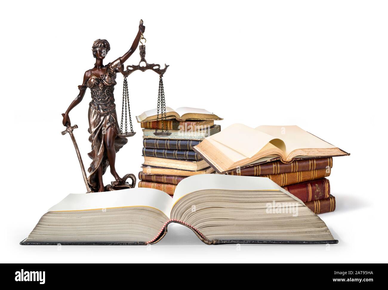 Ein Bild von einem Themis statue stehend an Bücher Hintergrund Stockfoto