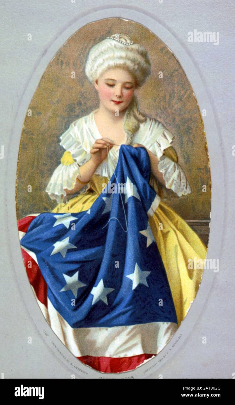 Betsy ROSS (1752-1836), amerikanische Polstererin, die 1870 von ihren Verwandten als erste amerikanische Flagge anerkannt wurde Stockfoto