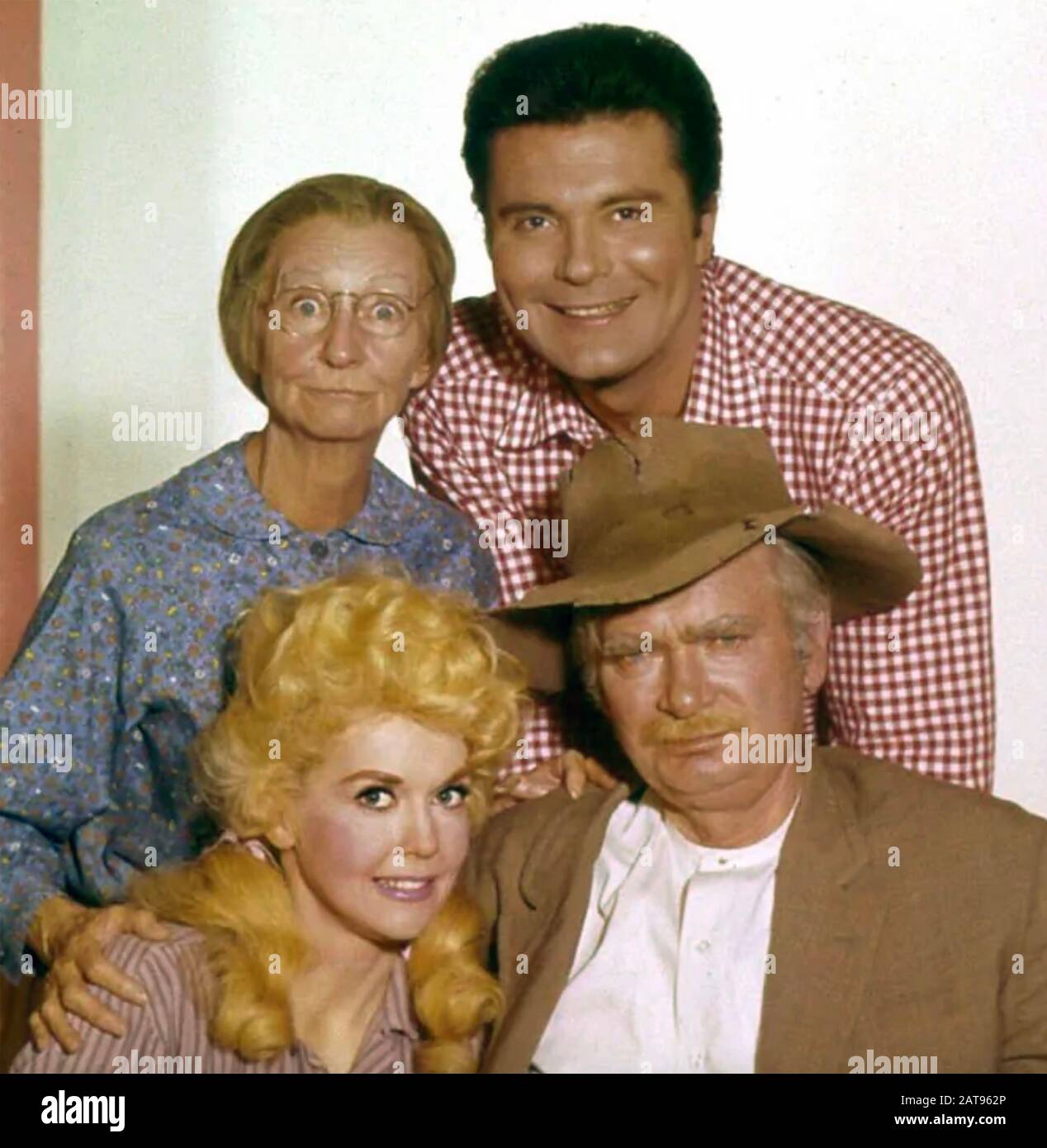 DIE BEVERLEY HILLBILLIES CBS-FERNSEHSERIE 1962-1971. Im Uhrzeigersinn von rechts oben: Max Baer Jr, Buddy Ebsen, Donna Douglas, Irene Ryan Stockfoto