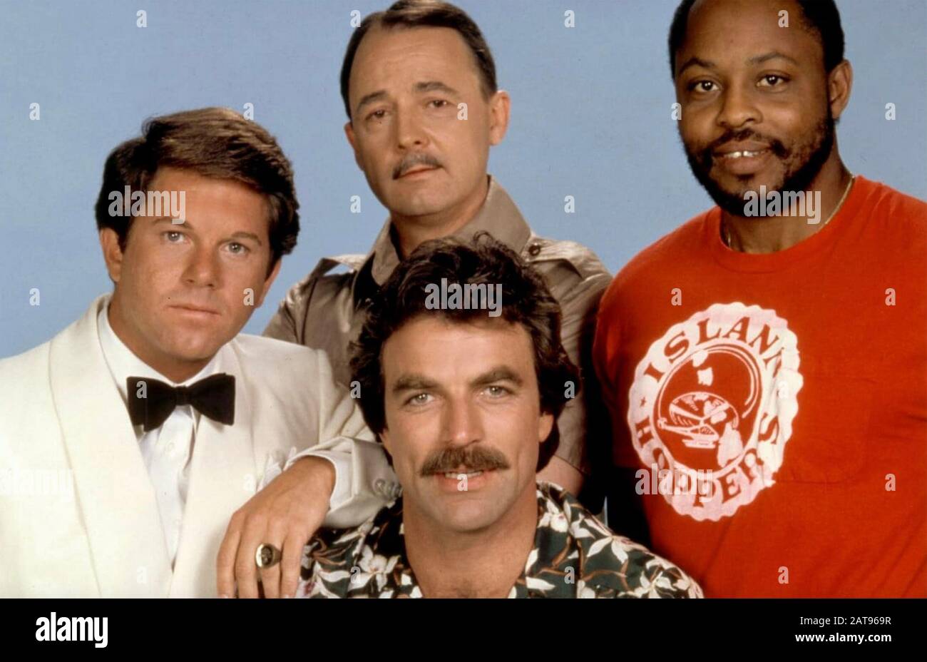 Magnum, P.I Universal/CBS American TV Series 1980-1988. Von links: Larry Manetti, John Hillerman, Tom Selleck, Roger Mosley Stockfoto