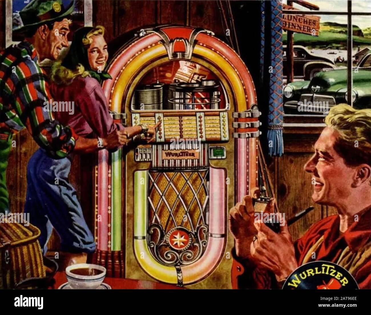 Wurlitzer Jukebox Werbung about -17 Stockfoto