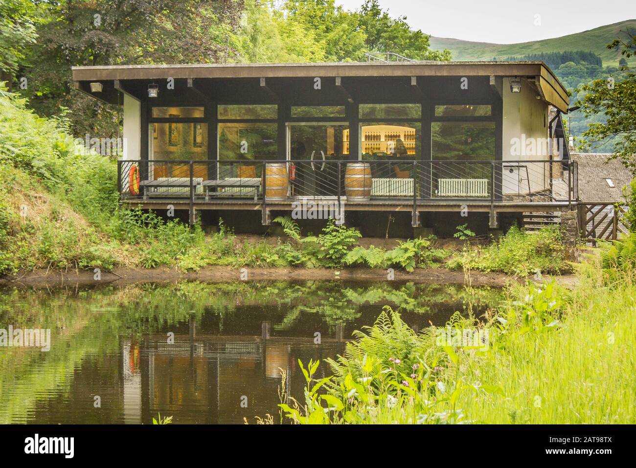 Kleines modernes Cabin House mit Glengoyne Distillery in Dumgoyne, nördlich von Glasgow, Schottland Stockfoto