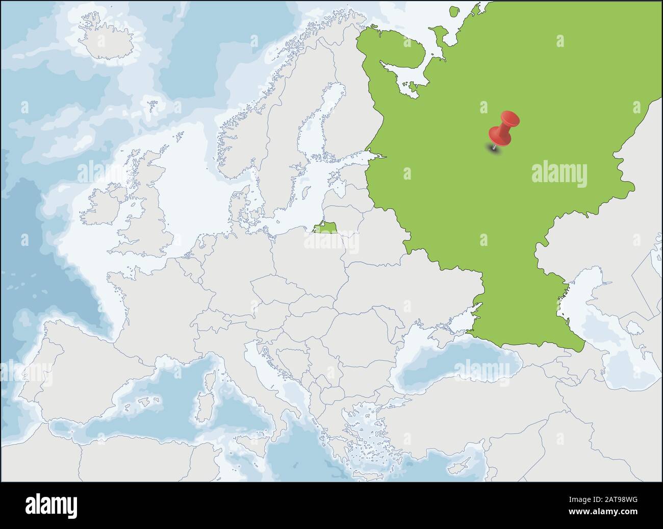 Der Standort der Russischen Föderation auf der Europakarte Stock Vektor