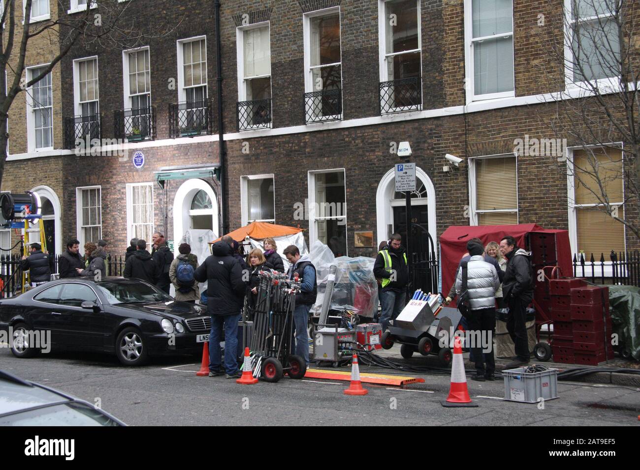 Matt Damon Filmaufnahmen ' Hiernach' in finsbury London, Regie: Clint Eastwood (Kreditbild©Jack Ludlam) Stockfoto