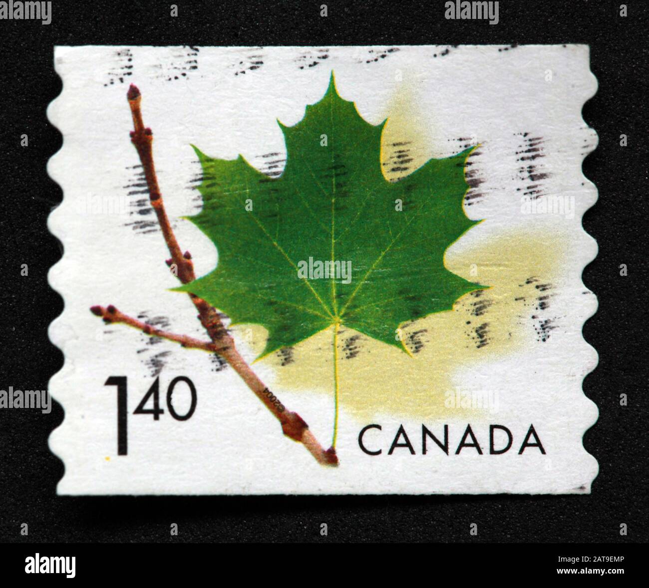 Kanadische Briefmarke, Canada Stamp, Canada Post, gebrauchte Briefmarke, Kanada 1.40, Ahorn-Blatt, Ahorn-Baum Stockfoto