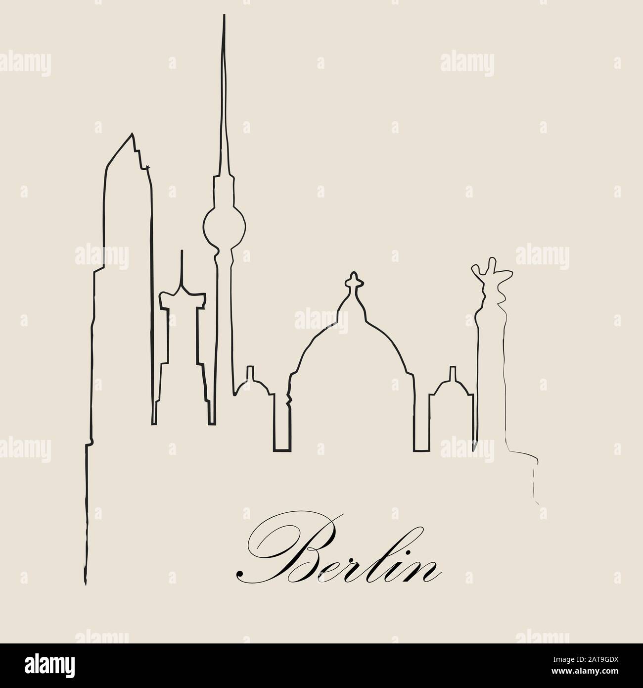 Kalligrafische Skyline von Berlin - Vektor-Illustration Stock Vektor