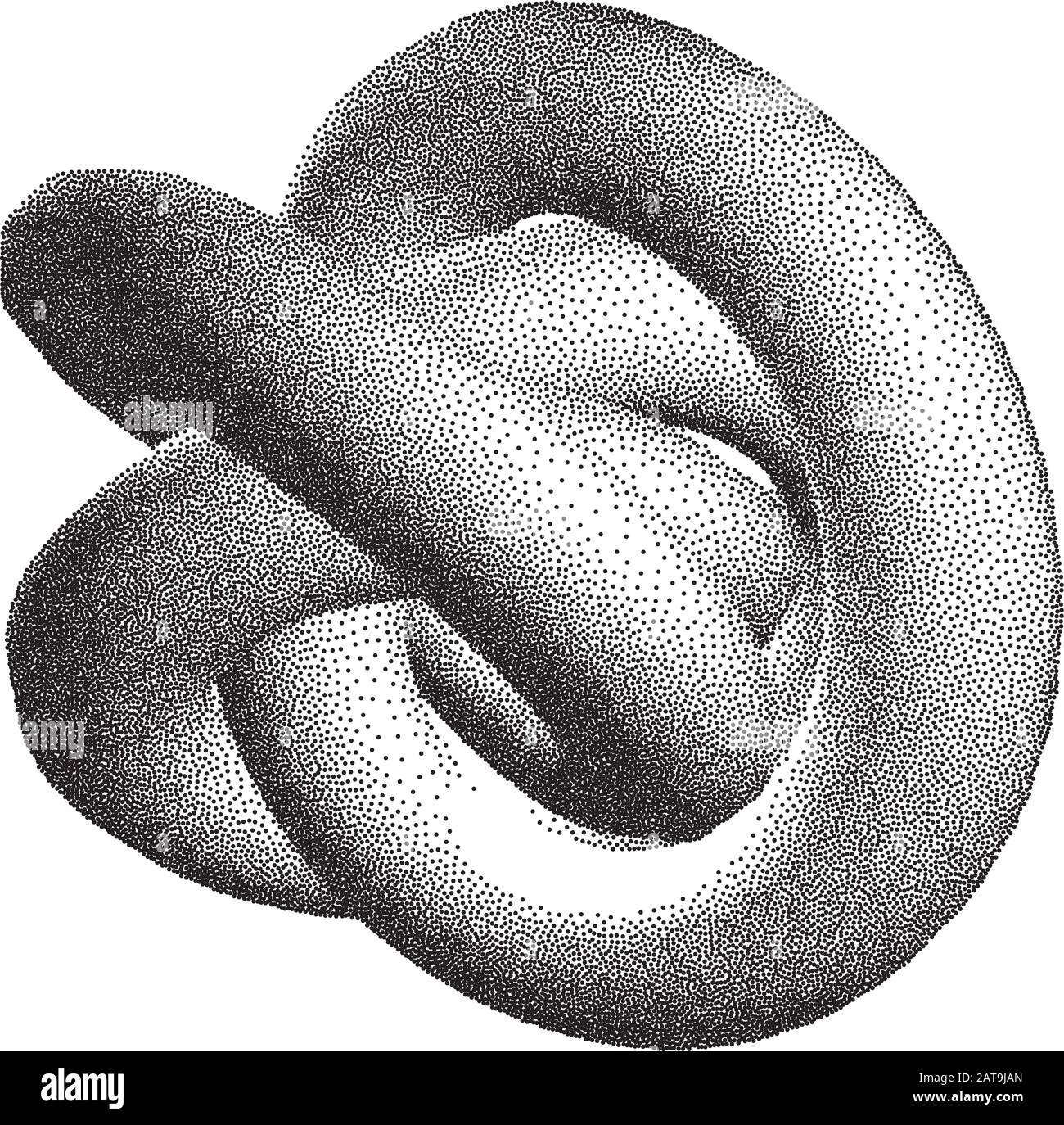 Vector Halbton Geheftete Geometrische Figurenabbildung - 3D Infinity Torus Knot Loop Stock Vektor