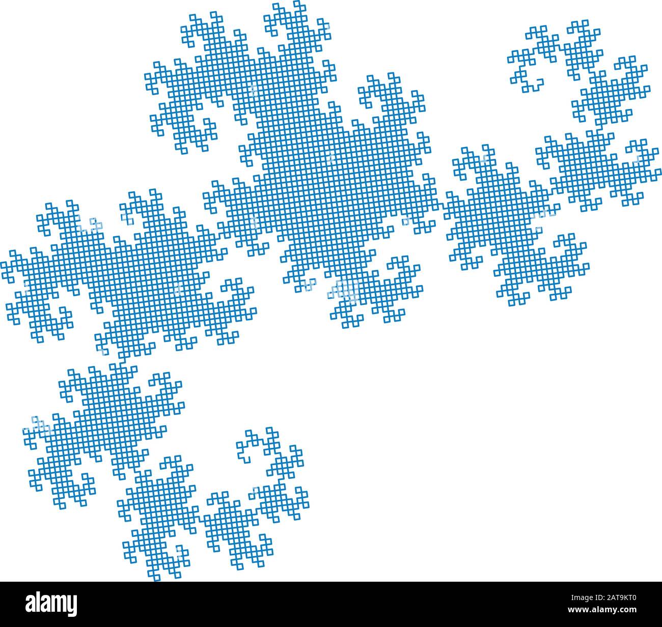 Flat Vector Computer Generated harter–Heighway Dragon L-System Fractal - Generative Art Stock Vektor