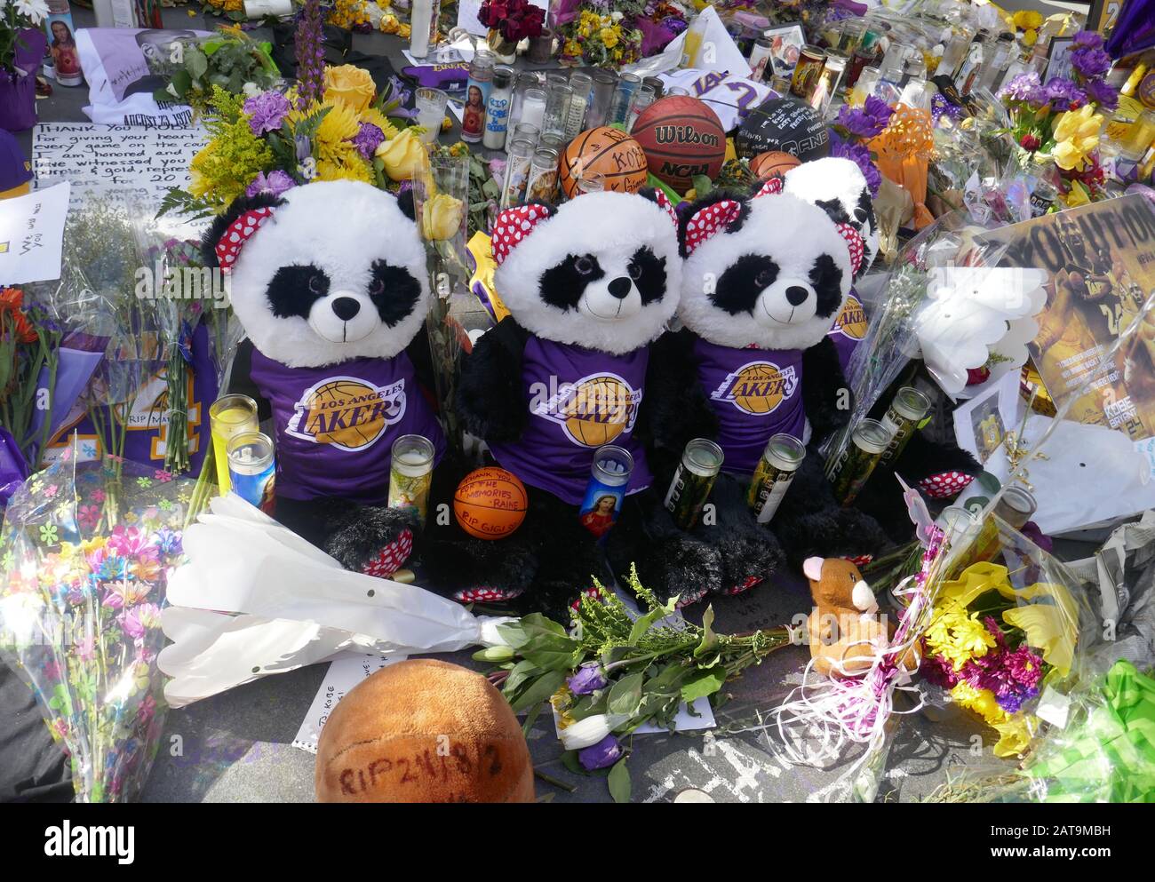 Los Angeles, Kalifornien, USA 31. Januar 2020 EIN allgemeiner Blick auf die Atmosphäre von Kobe Bryant und Gigi Bryant Memorial im Staples Center am 31. Januar 2020 in Los Angeles, Kalifornien, USA. Foto von Barry King/Alamy Live News Stockfoto