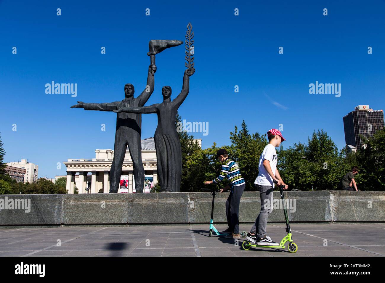 Kommunistische Skulpturen in Nowossibirsk Stockfoto