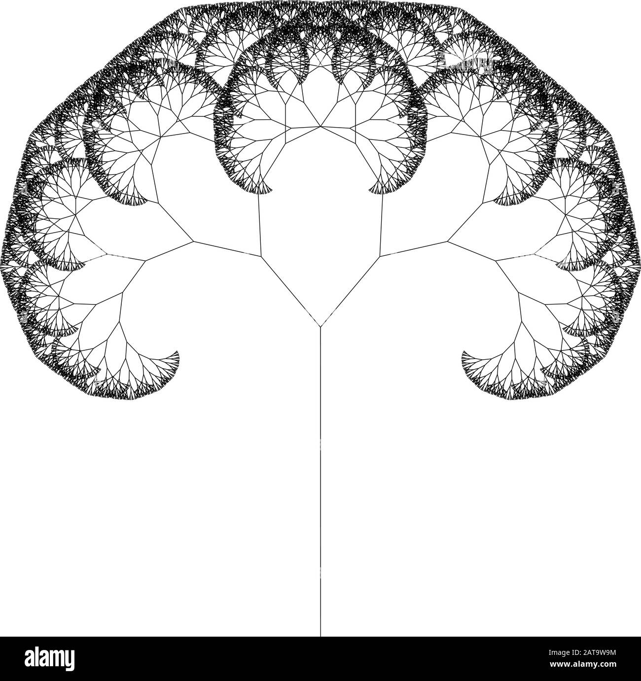 Flat Vector Computer Generated L-System Fractal Tree - Generative Art Stock Vektor