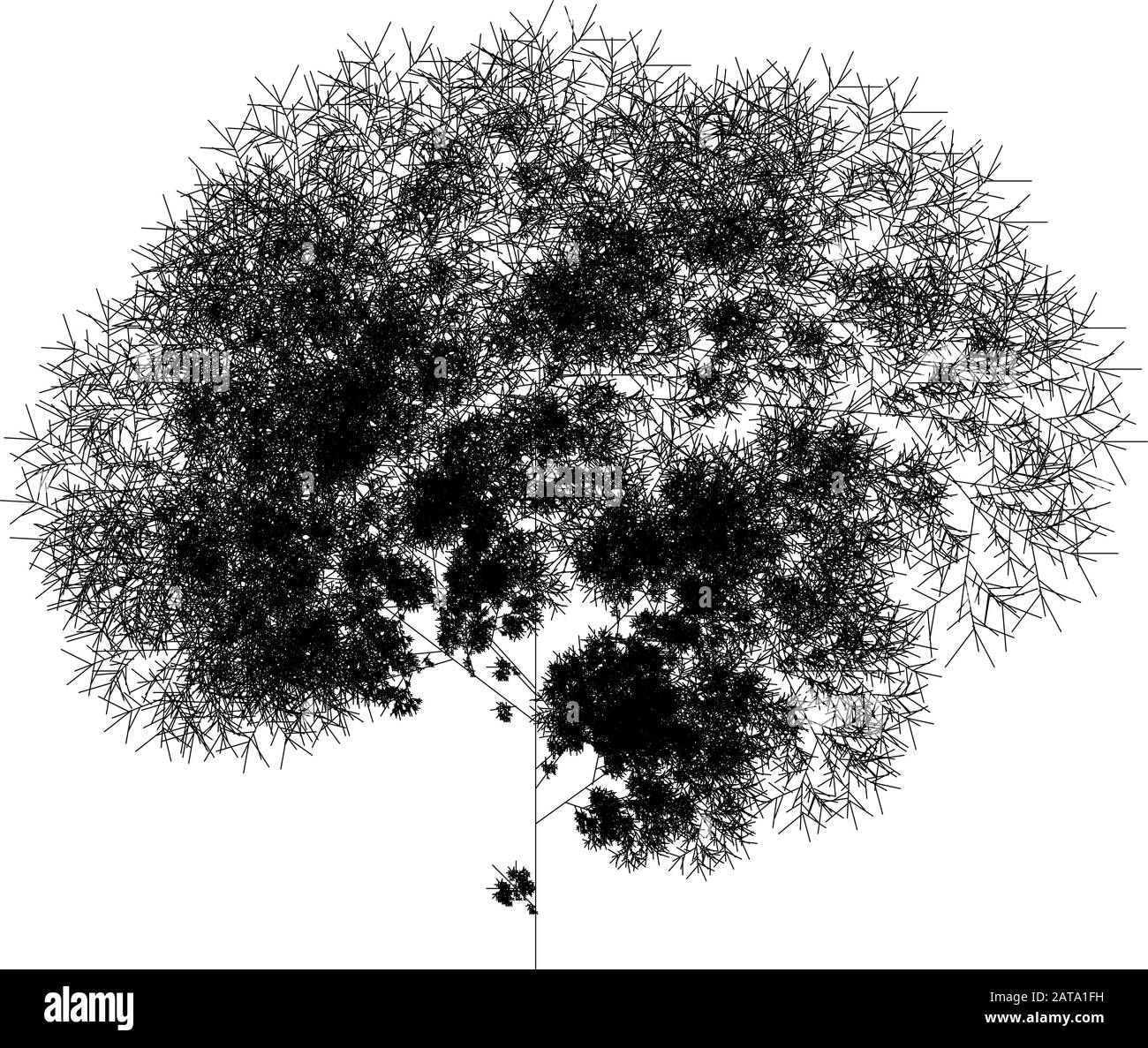 Flat Vector Computer Generated L-System Fractal Tree - Generative Art Stock Vektor