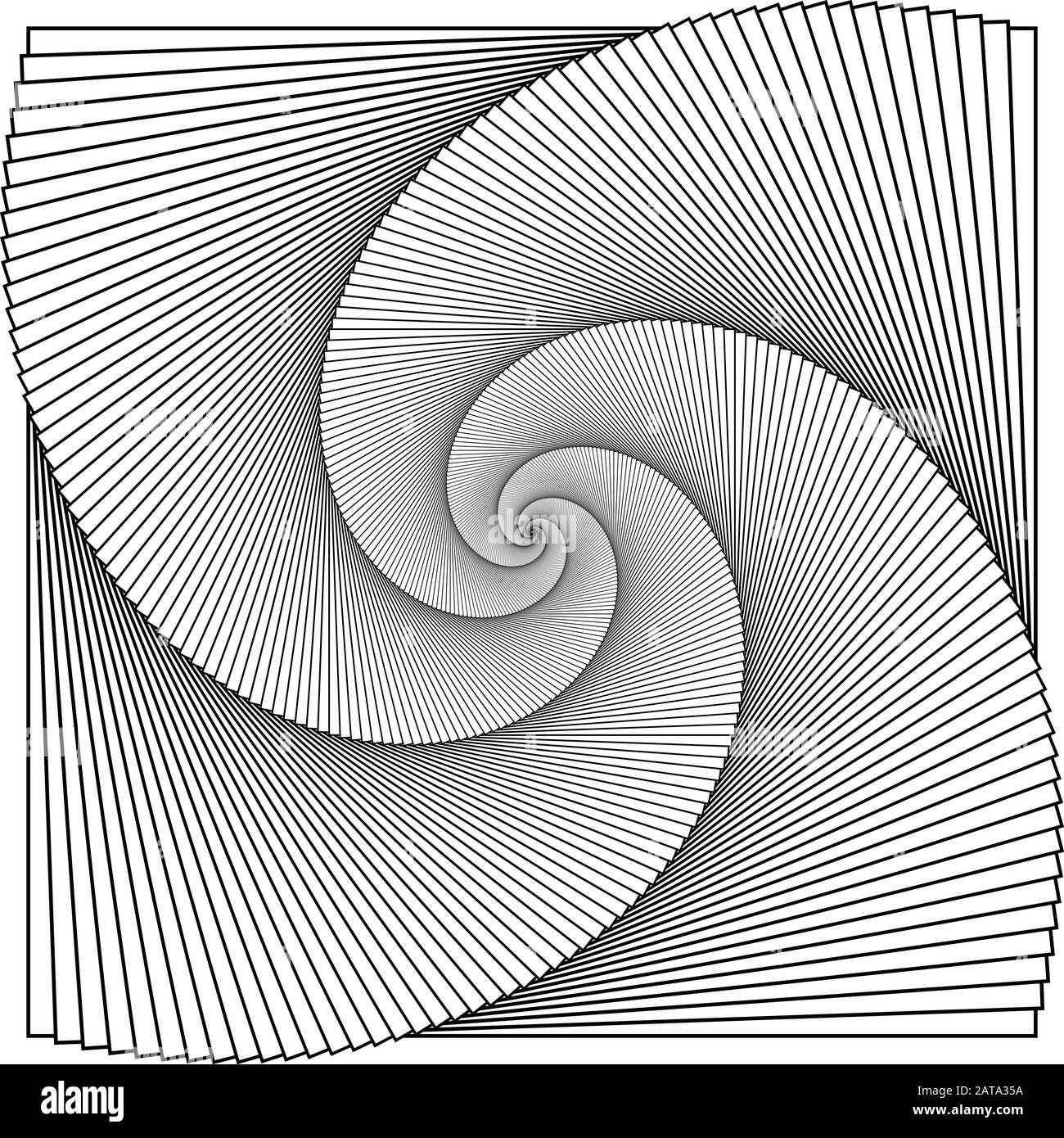 Vektor Schwarz-Weiß-Quadrat Twirl Graphic Element - Generative Op Art Stock Vektor