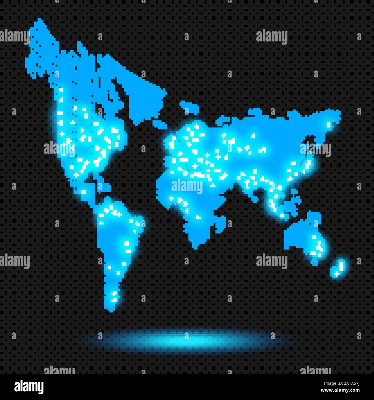 Blue Shining Earth Map Logo auf transparentem Hintergrund - Vektor-Glowing Neon World Map Fisheye Lens Distortion Effect Stock Vektor