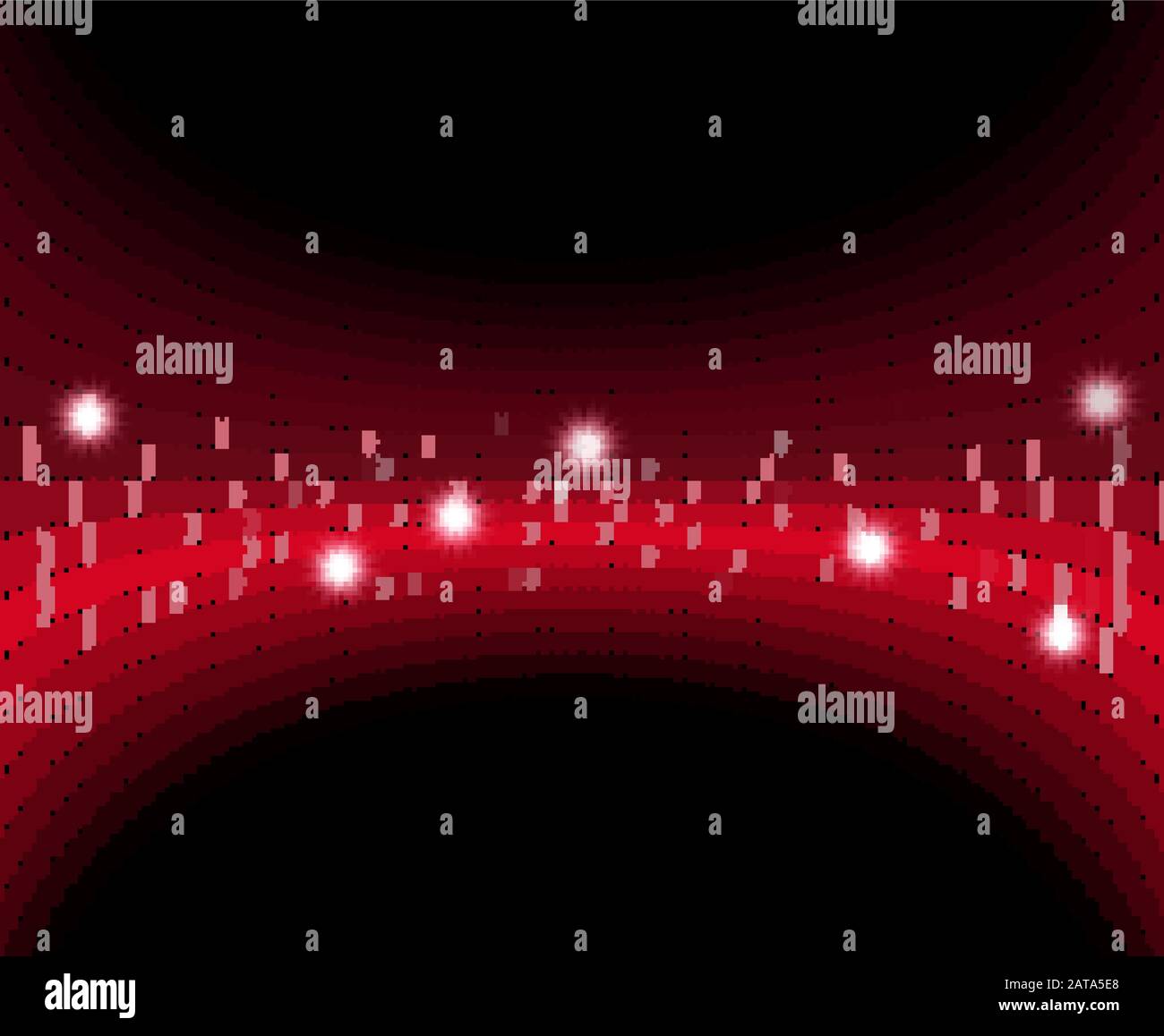 Rot glänzender Mosaikhintergrund mit Sparks - Vektor-Tesselliert leuchtendes Fischaugenobjektiv Verzerrungseffekt Stock Vektor