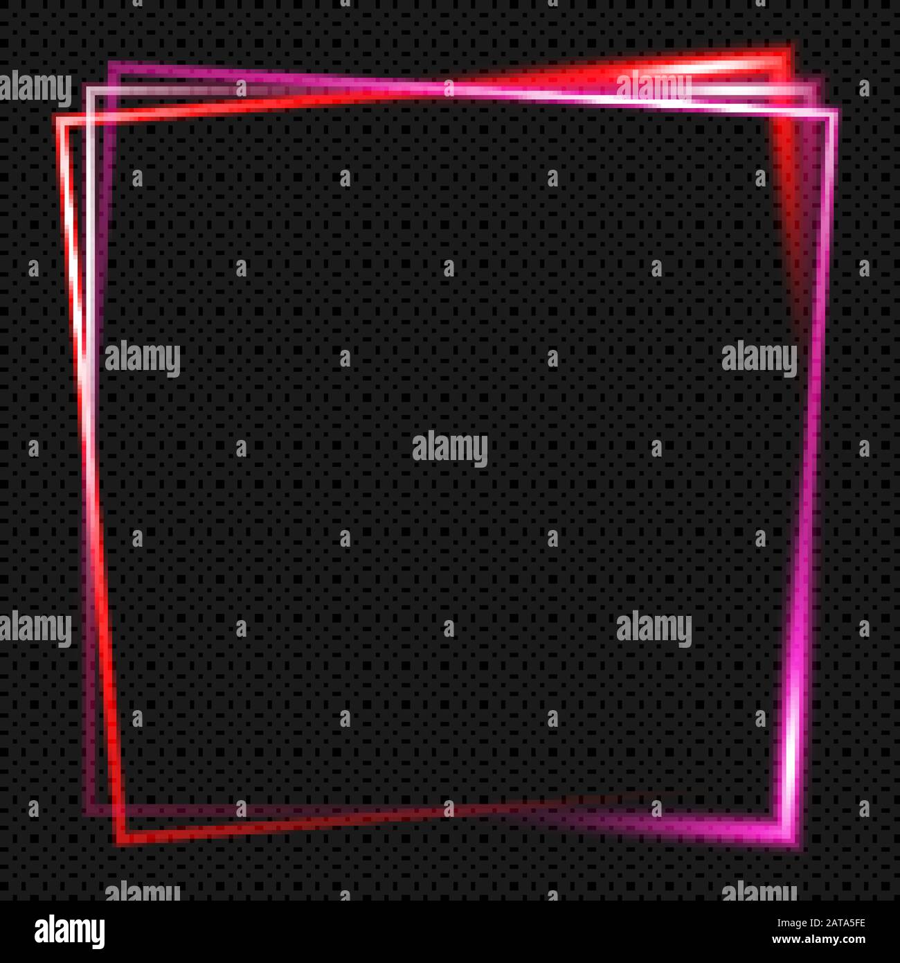 Dreifarbige leuchtende Quadrate auf transparentem Hintergrund - Vektor-leuchtender Neon quadratischer Rahmen Stock Vektor