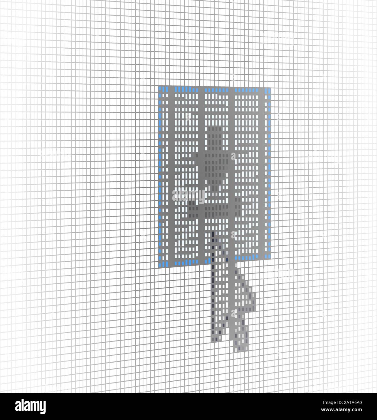 Nahpfeil-Cursor und Download-Symbol auf Dem Lcd-Bildschirm Pixel Background - Vector Macro Image Digital Concept Stock Vektor