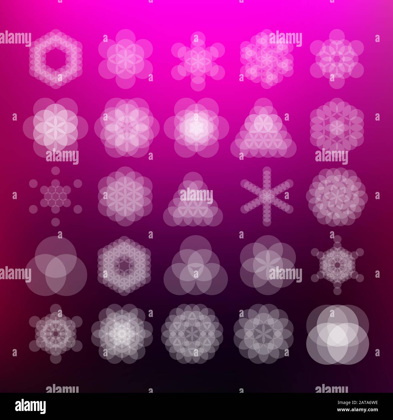 Vector Computer Generated Pattern Flower of Life Mandala Symbol Fractals - Generative Art Set - Logo-Element-Set Stock Vektor