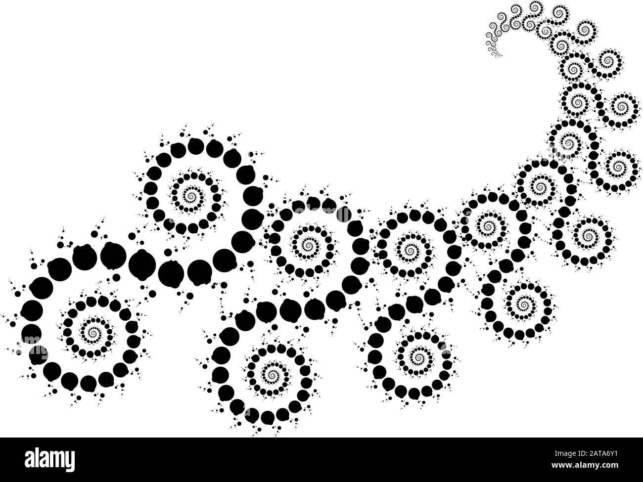 Vector Fractal Beaded Spiral Cornucopia Vortex Shape - Generative Op Art Element Stock Vektor