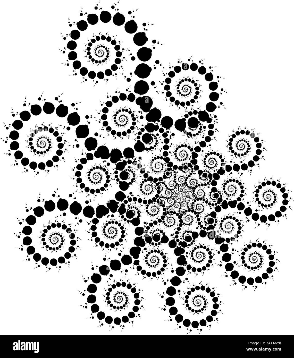 Vector Fractal Beaded Delicate Spiral Nautilus Snail Vortex Shape - Generative Op Art Element Stock Vektor