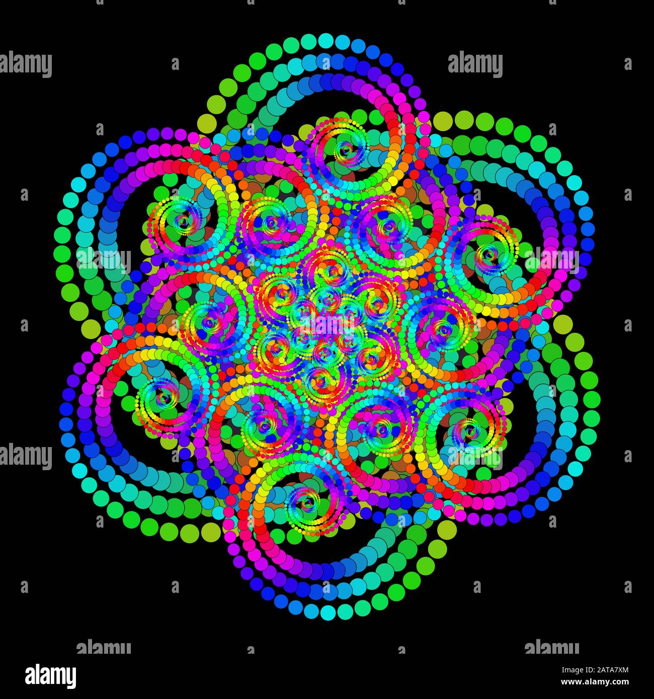 Vector Twirl Mandala Art - Openwork Radial Symmetry Flourish Pattern Stock Vektor