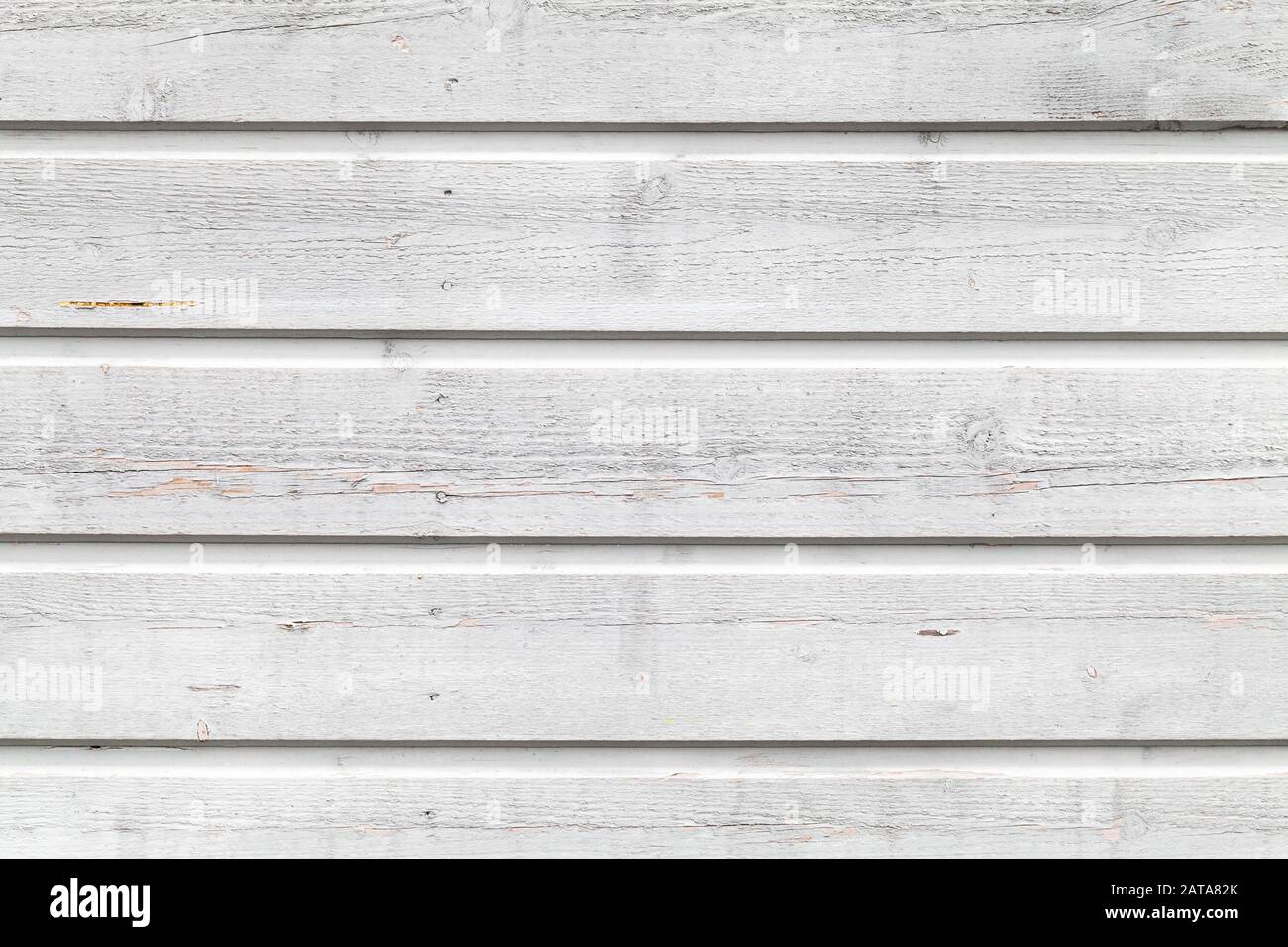 Weiße Holzwand, detailreiche Fotostruktur mit flachem Hintergrund Stockfoto