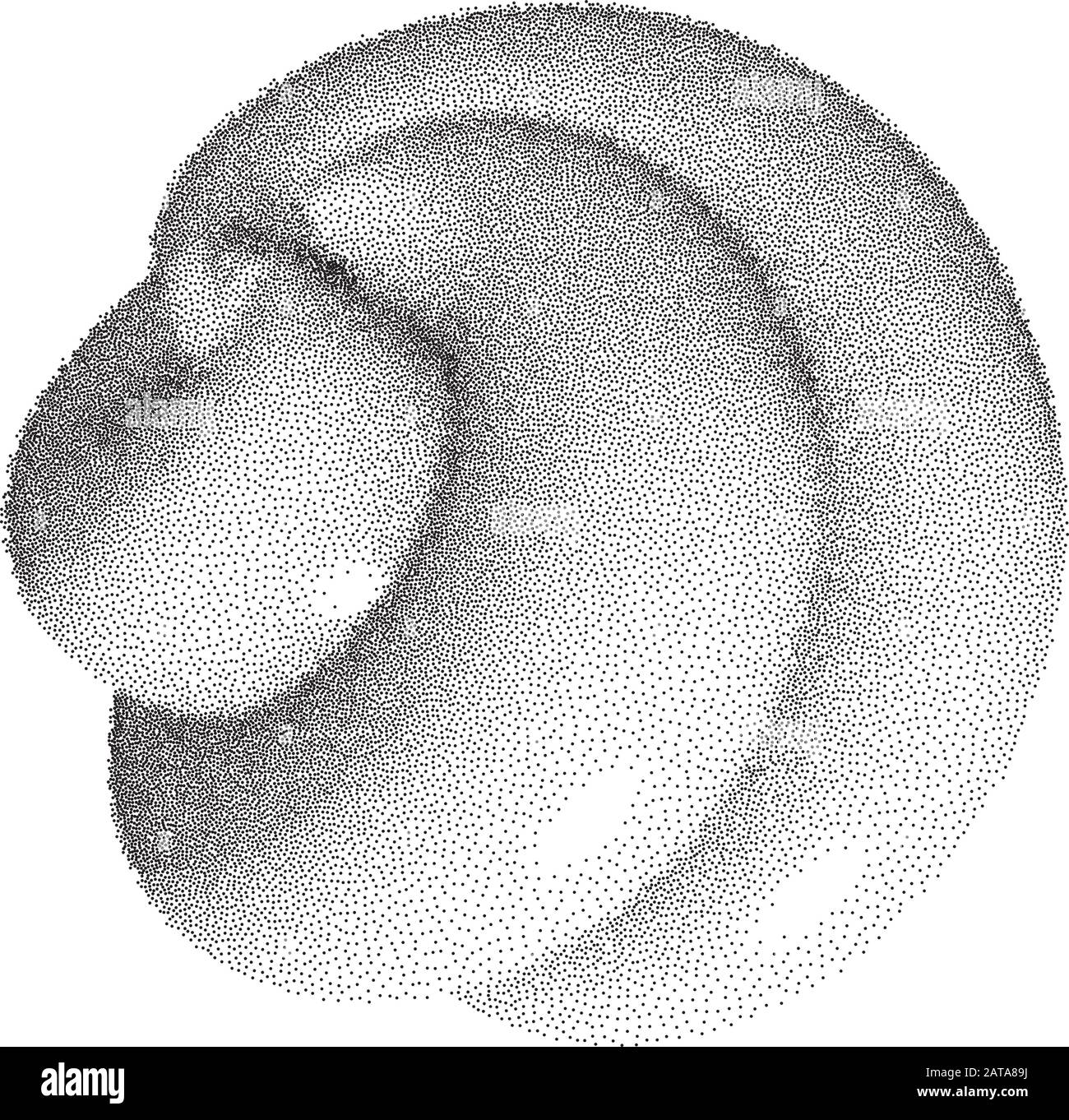 Vector Halbton Geheftete Geometrische Figurenabbildung - 3D Infinity Torus Knot Loop Stock Vektor