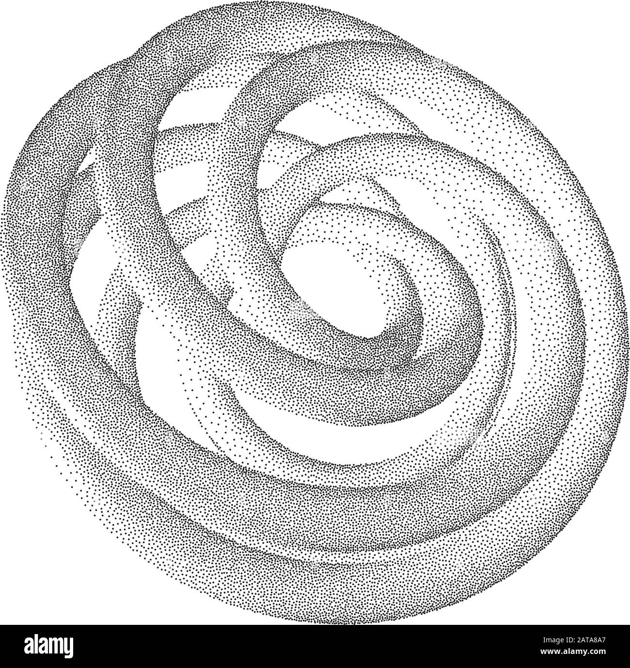 Vector Halbton Geheftete Geometrische Figurenabbildung - 3D Infinity Torus Knot Loop Stock Vektor