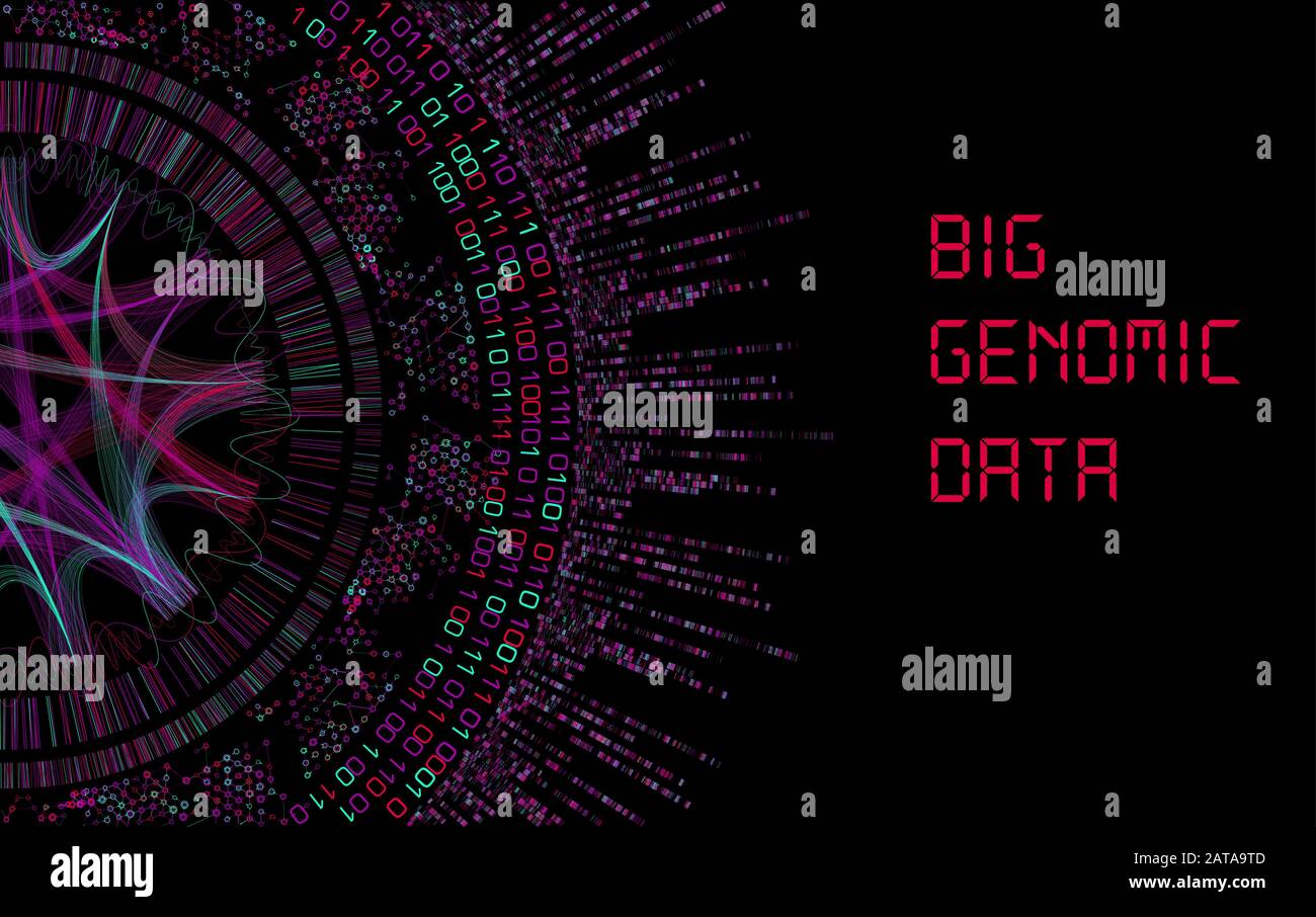 Darstellung von Big Genomic Data - DNA-Test, Barcodierung, Genom Map Architecture - Vector Graphic Template Stock Vektor
