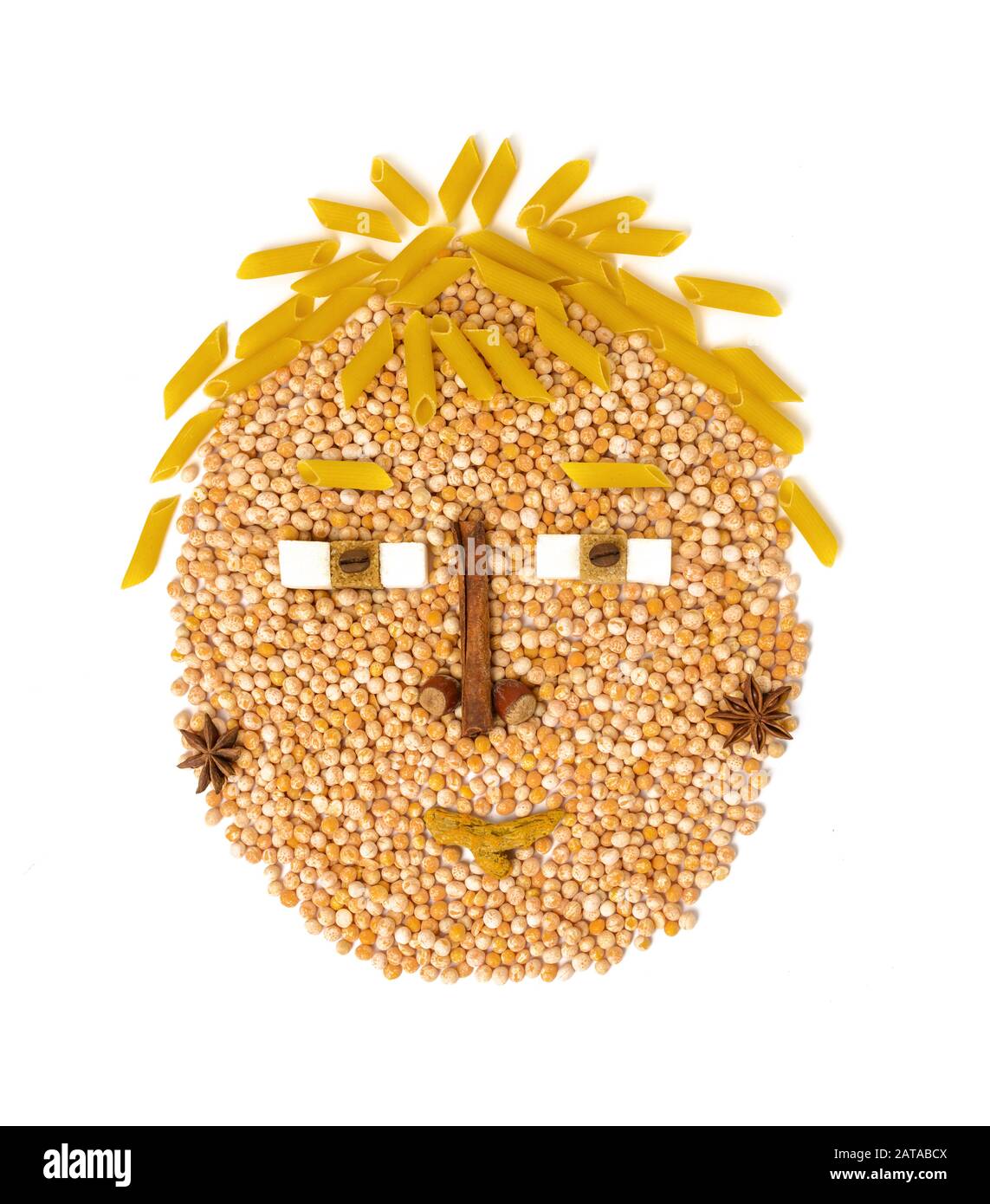 Vegetarisch. Veganes Essen. Zimtstab. Krnung. Saatgut. Pasta. Linsen  isoliert auf weiem Hintergrund. Veganes Symbol und Veganismus oder  vegetarisches Konzept Stockfotografie - Alamy