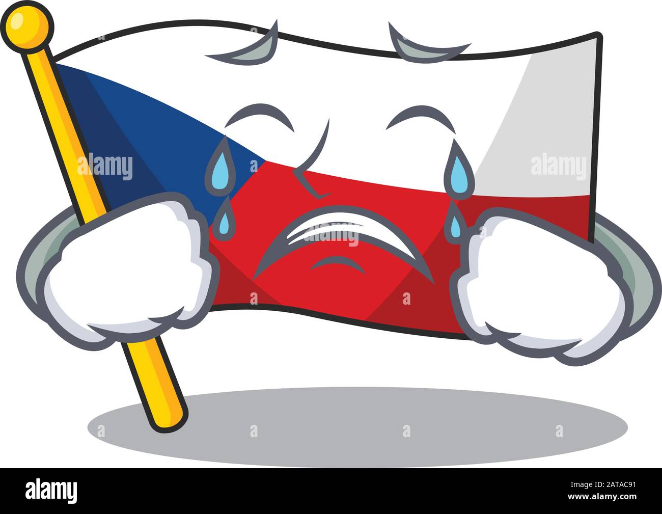 Traurig über Flag czechia Zeichentrick-Maskottchen-Stil Stock Vektor