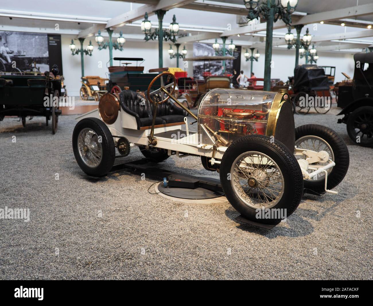 Blick auf den Grand Prix Bugatti Biplace Sport Typ 16, der 1912 - 1914 in der europäischen Stadt Mulhouse in Frankreich produziert wurde Stockfoto