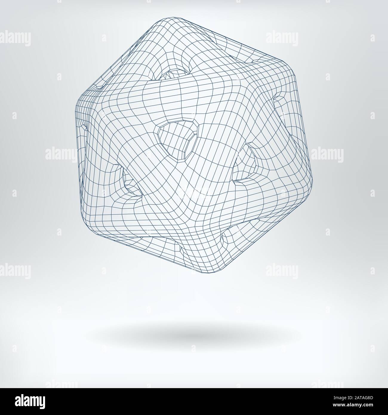 Concept Icon Vector 3D Model Quantum Mechanics - Lowpoly Icosidodekaeder Qubit Structure Stock Vektor