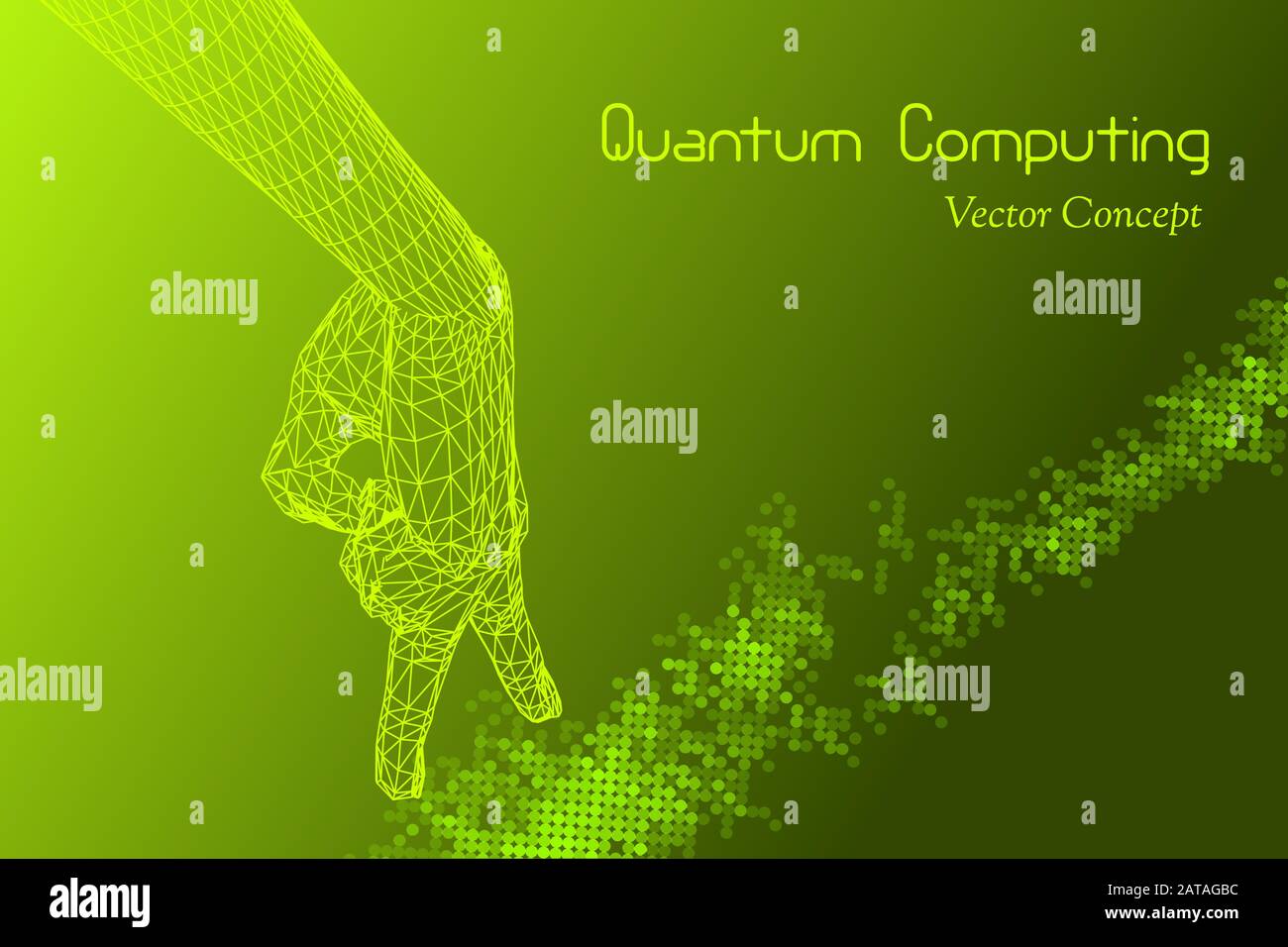 Vector Quantum Computing Concept - Hi-Tech Digital Design - Emblem of AI, Signal Cryptography, Big Data Stock Vektor
