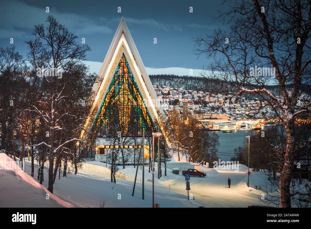 Arctic Cathedral (Ishavskatedralen) in Tromso, Norwegen Stockfoto