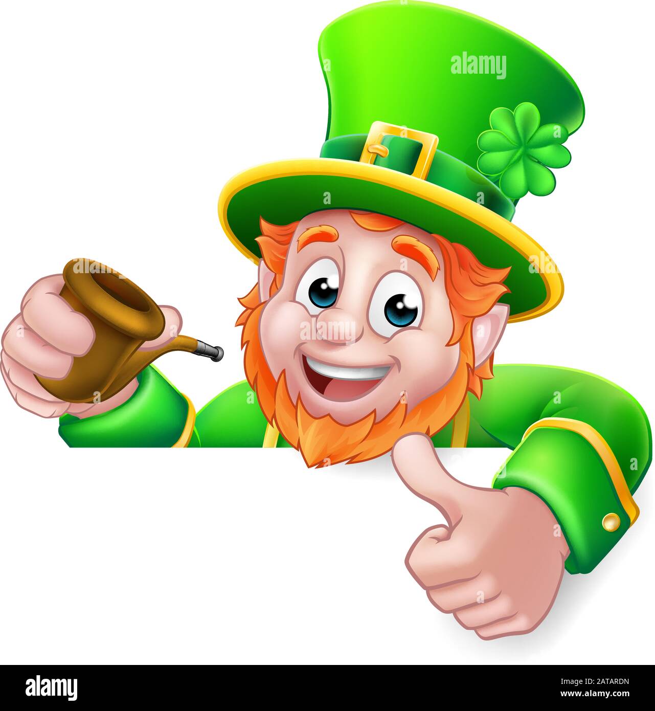 Leprechaun St Patricks Day Cartoon Pipe Sign Stock Vektor