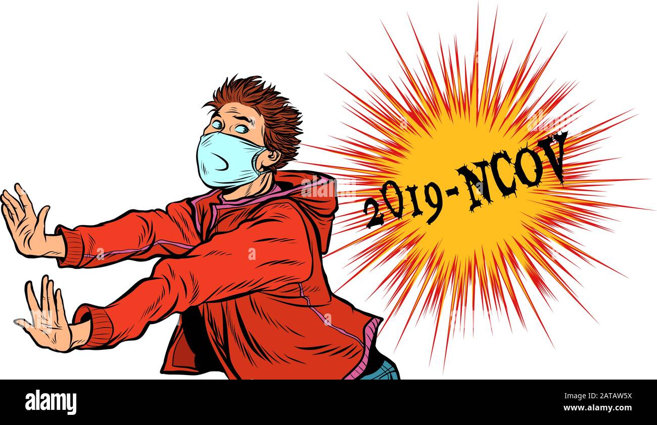 Panik, neuer Wuhan Coronavirus 2019-nCoV Epidemie Ausbruch Stock Vektor