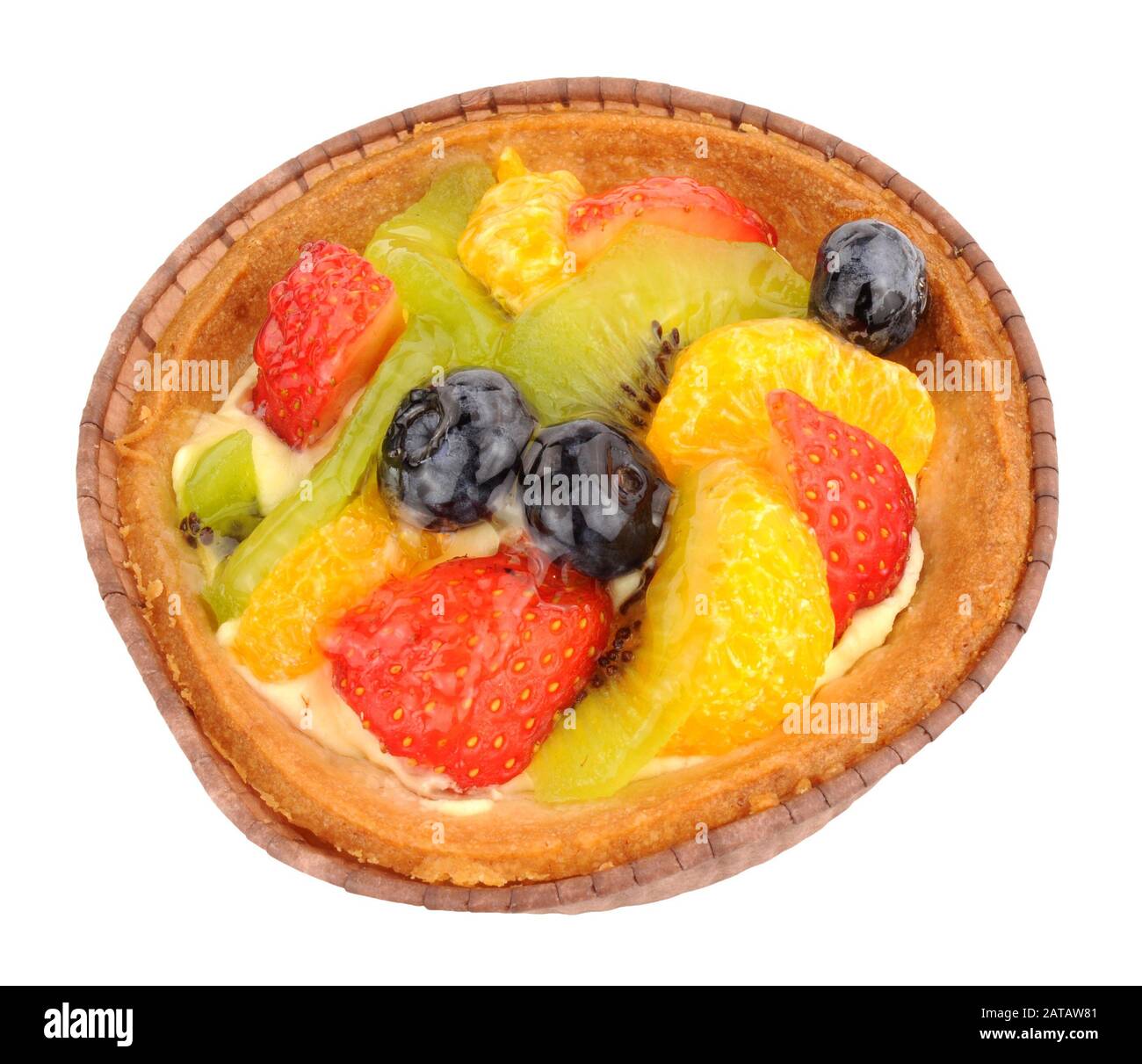 Süßes Sommerfrucht-Dessert, isoliert auf weißem Hintergrund Stockfoto