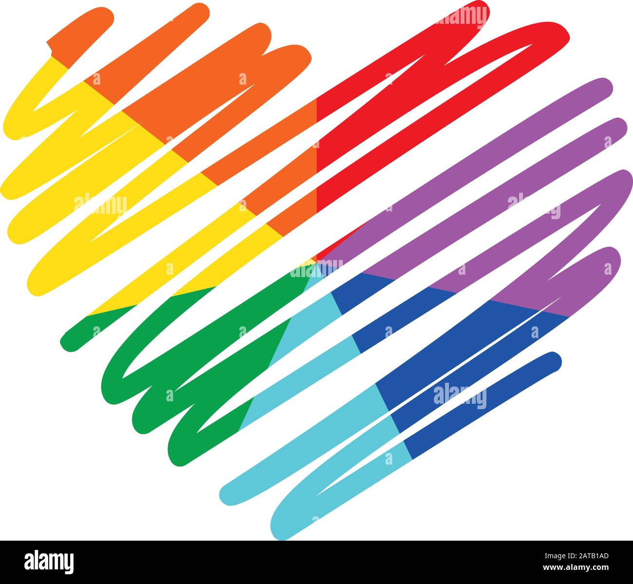 Rainbow Ray Heart Graffiti Flat Vector Symbol für den Druck Gegen Den Uhrzeigersinn C Stock Vektor