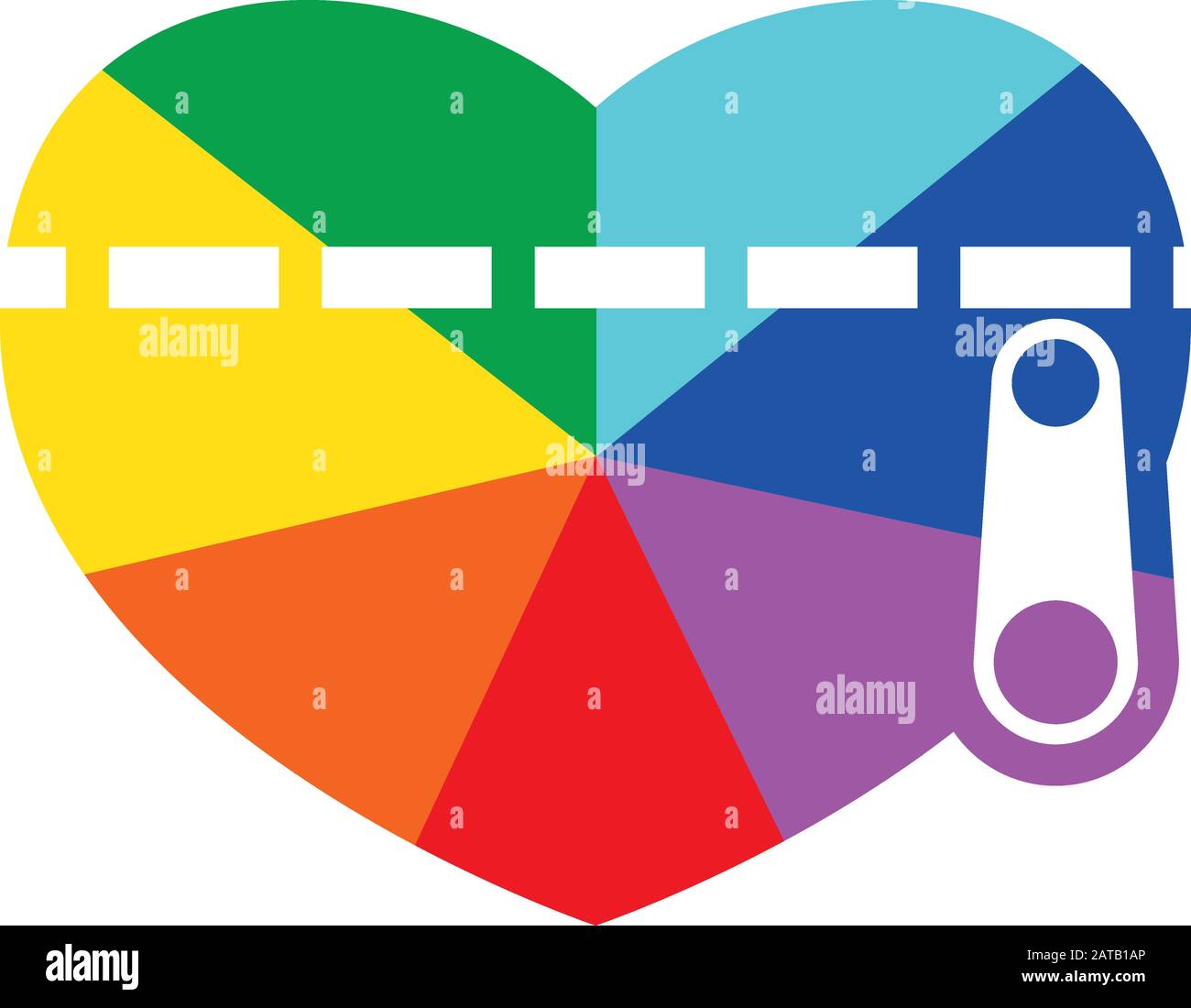 Rainbow Ray Heart Wallet Flat Vector Symbol für Druck Im Uhrzeigersinn F Stock Vektor