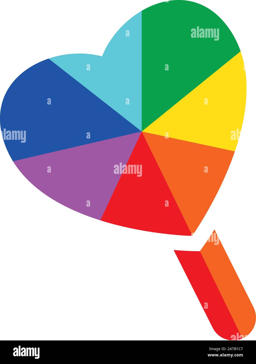 Rainbow Ray Heart Ice Cream Flat Vector Symbol für Druck Gegen Den Uhrzeigersinn F Stock Vektor