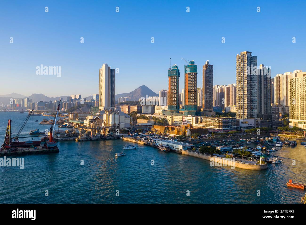 Luftbild Lei Yue Mun aus Hongkong Stockfoto