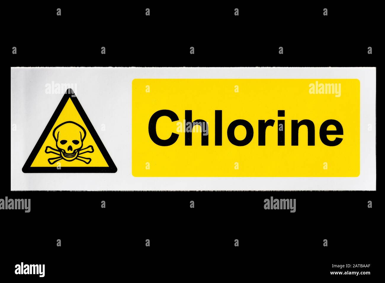 Warnschild für Chloraufkleber. Konzept chloriertes Huhn American Trade Deal. Stockfoto