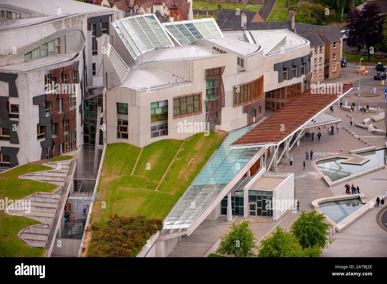 Schottisches parlament von Enric Miralles aus der Sicht von oben entworfen. Schottisches parlament von Enric Miralles aus der Sicht von oben entworfen. Edinburgh citysc Stockfoto