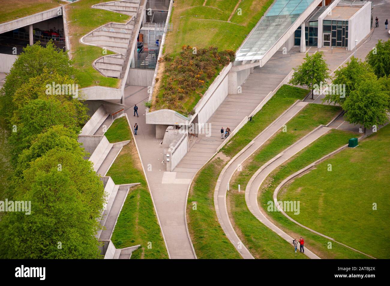 Schottisches parlament von Enric Miralles aus der Sicht von oben entworfen. Schottisches parlament von Enric Miralles aus der Sicht von oben entworfen. Edinburgh citysc Stockfoto