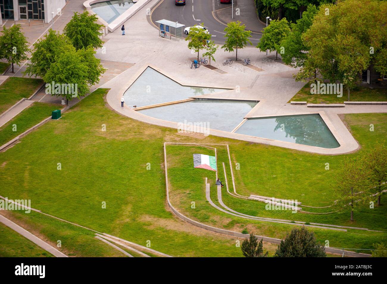 Schottisches parlament von Enric Miralles aus der Sicht von oben entworfen. Schottisches parlament von Enric Miralles aus der Sicht von oben entworfen. Edinburgh citysc Stockfoto