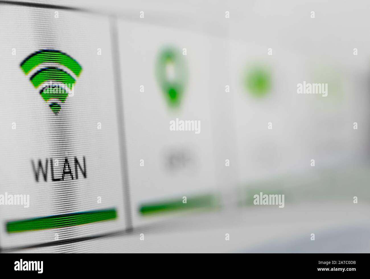 Nahaufnahme von Makro-WLAN-Einstellungen auf dem Smartphone Handy Display Stockfoto Nahaufnahme von Makro-WLAN-Einstellungen auf dem Smartphone Handy Display Stockfoto