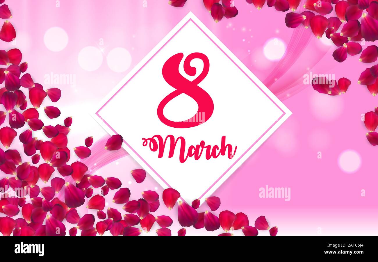 Plakat Internationale Happy Tag der Frau am 8. März Blumen Grußkarte Vector Illustration Stock Vektor