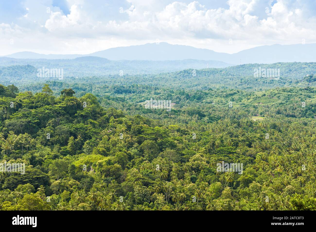 Landschaft von Sri Lanka. Blick vom alten buddhistischen Felsentempel Mulkirigala. Stockfoto